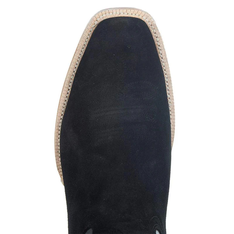 R. Watson Men’s Black Roughout Western Boots | Handmade Cowboy Boots | Cutter Toe Leather Boots RW8208-1