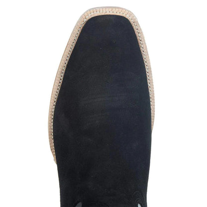 R. Watson Men’s Black Roughout Western Boots | Handmade Cowboy Boots | Cutter Toe Leather Boots RW8208-1