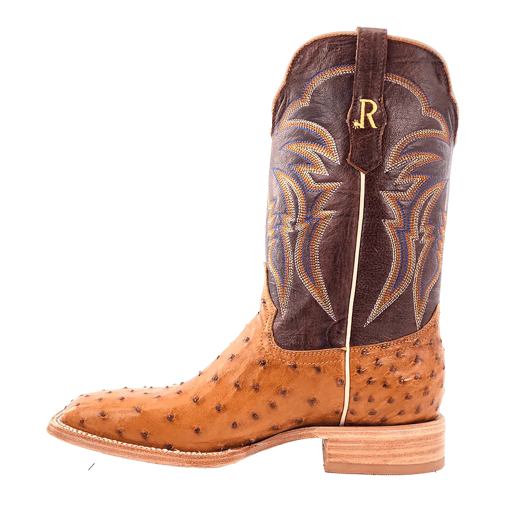 R. Watson Men's Antique Saddle Full Quill Ostrich Western Boots RW4506-2