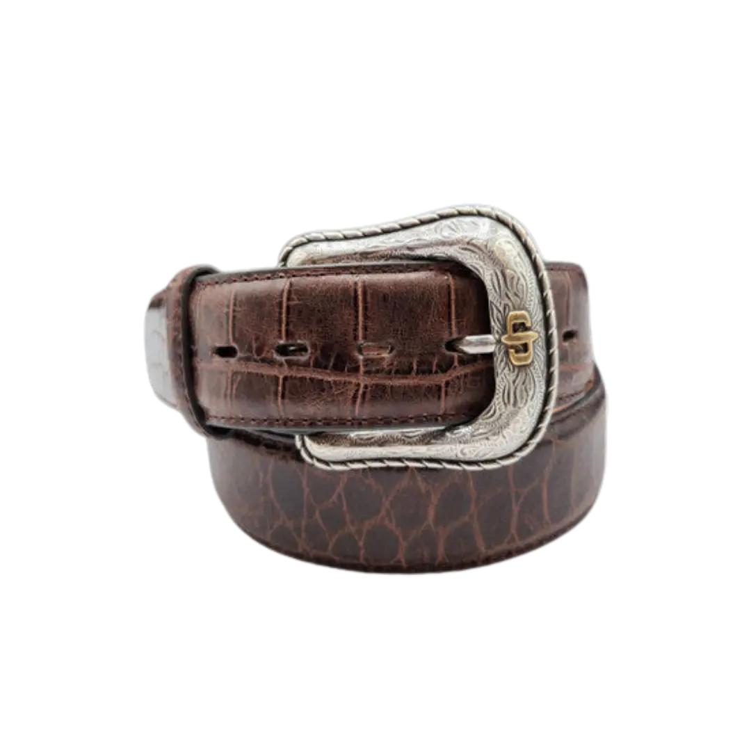 Stetson men’s cognac crocodile embossed leather western belt