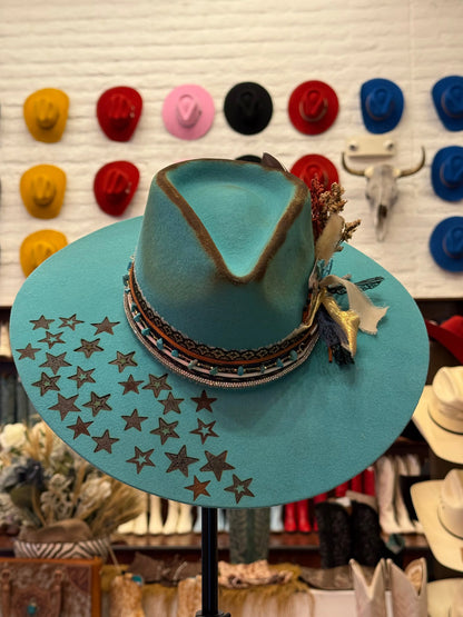 Turquoise Star Custom Cowboy Hat (100% Premium Wool) Last Rodeo Western Wear & Hat Bar