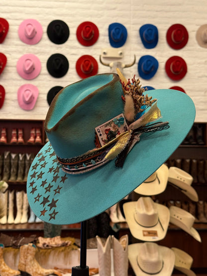 Turquoise Star Custom Cowboy Hat (100% Premium Wool) Last Rodeo Western Wear & Hat Bar