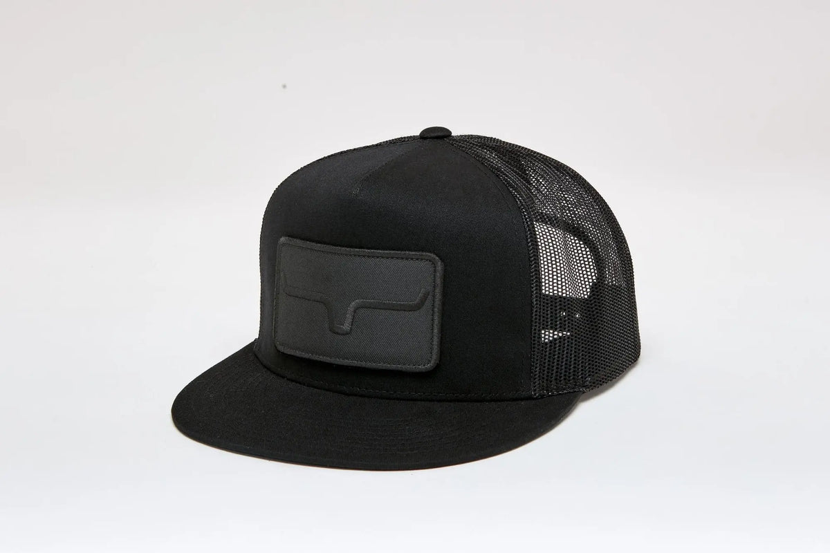 Kimes Ranch Banner Ventilated Trucker Hat Black/Black snapback