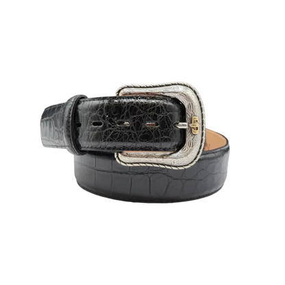 Stetson men’s black crocodile embossed leather western belt