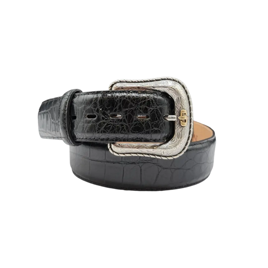 Stetson men’s black crocodile embossed leather western belt