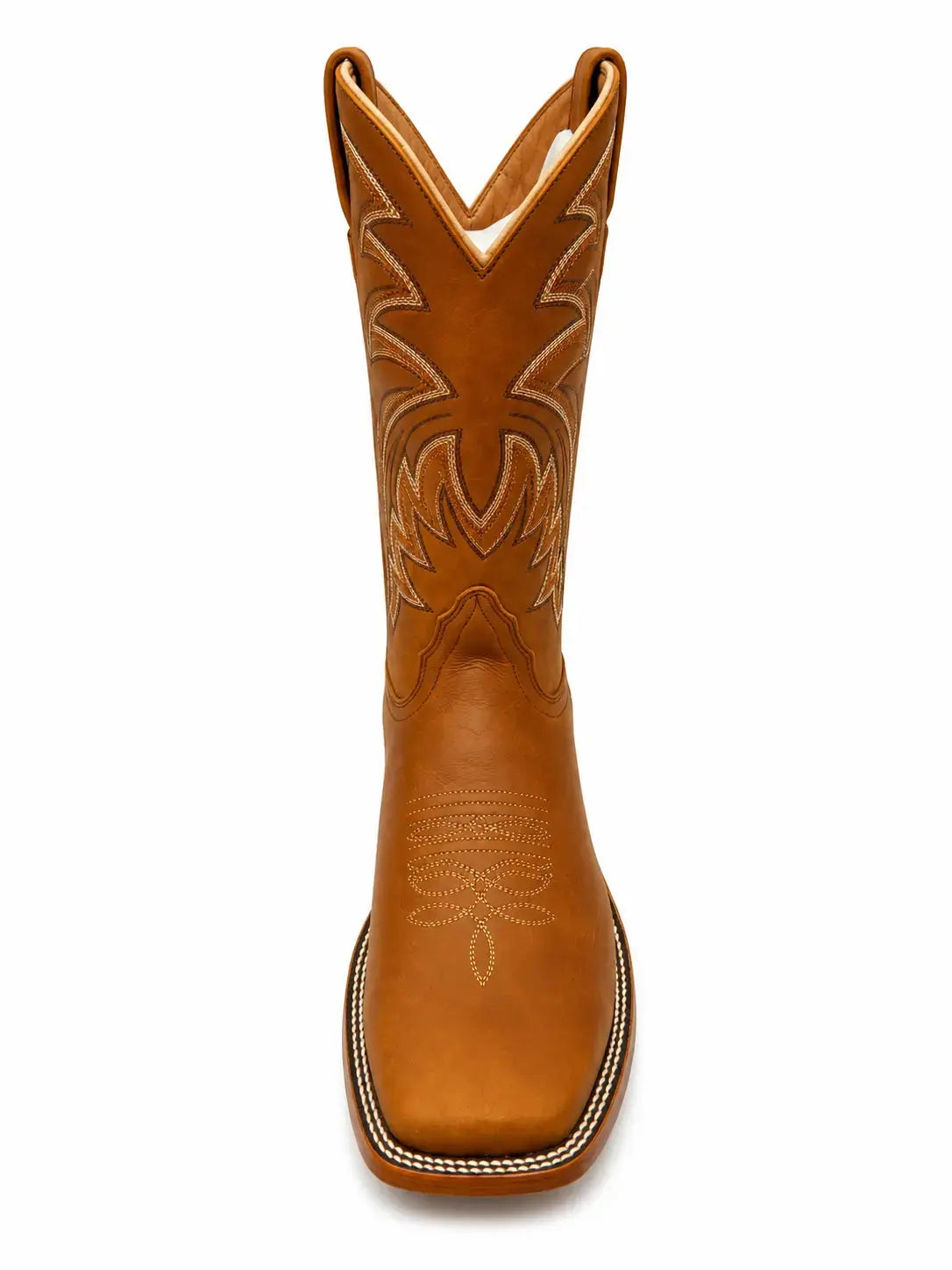 Men’s Tan Square Toe Western Boots – Classic Cowboy Leather Boots Front