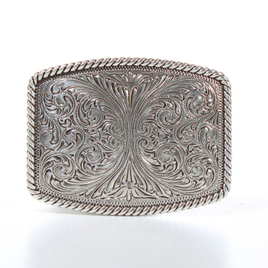 Nocona Western Mens Belt Buckle Floral Silver – Style 37003