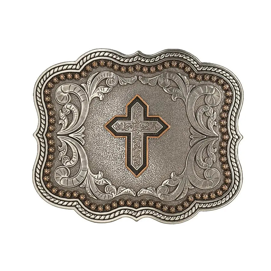Nocona Rectangle Scalloped Copper Cross Buckle Last Rodeo Western Wear & Hat Bar