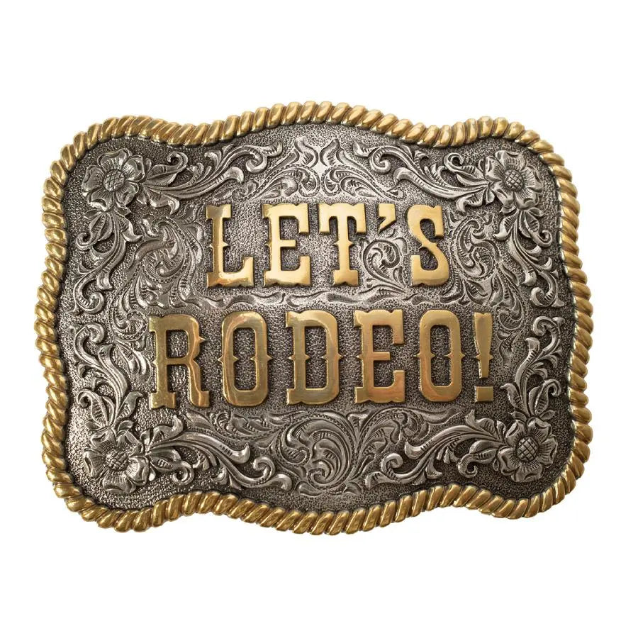 Nocona "Let's Rodeo" Rectangle Belt Buckle Last Rodeo Western Wear & Hat Bar