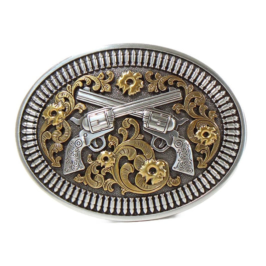 Nocona Men's Floral Revolver Gun & Shells Belt Buckle – Style 37009