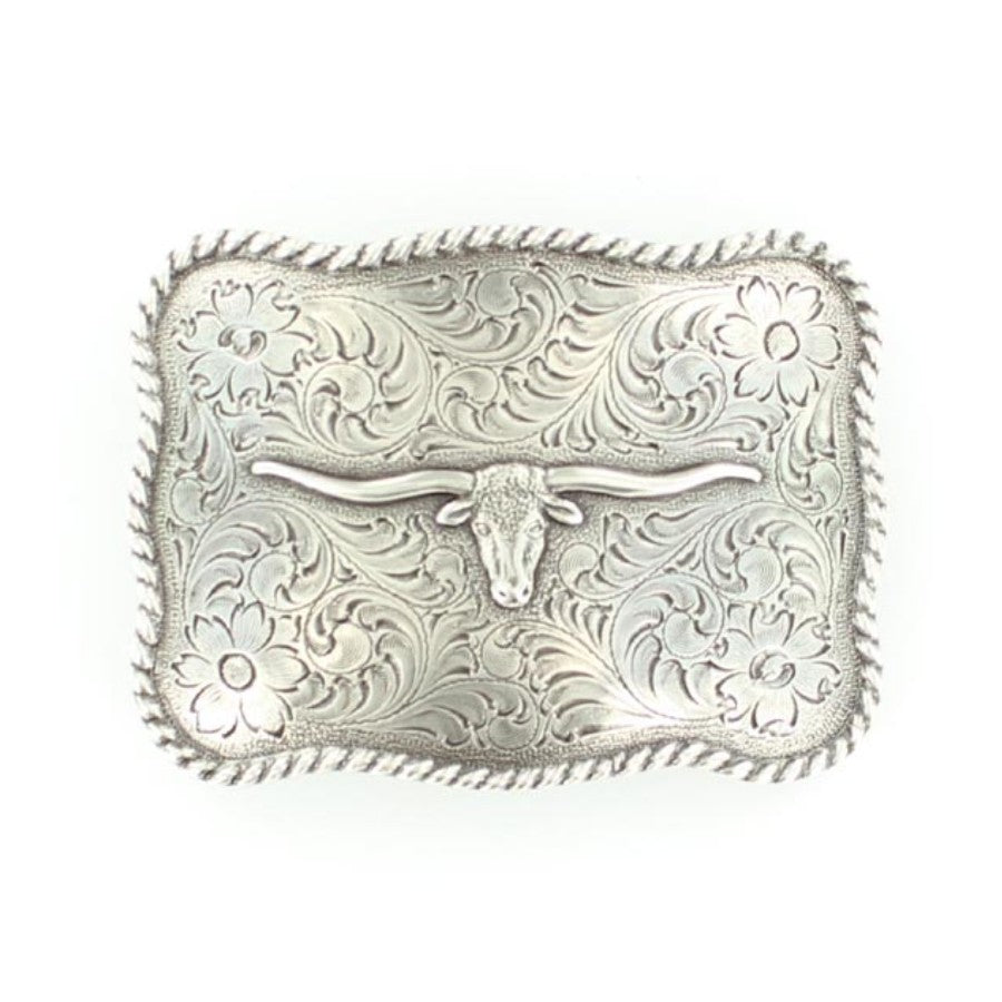 Nocona Men's Longhorn Floral Engraved Belt Buckle