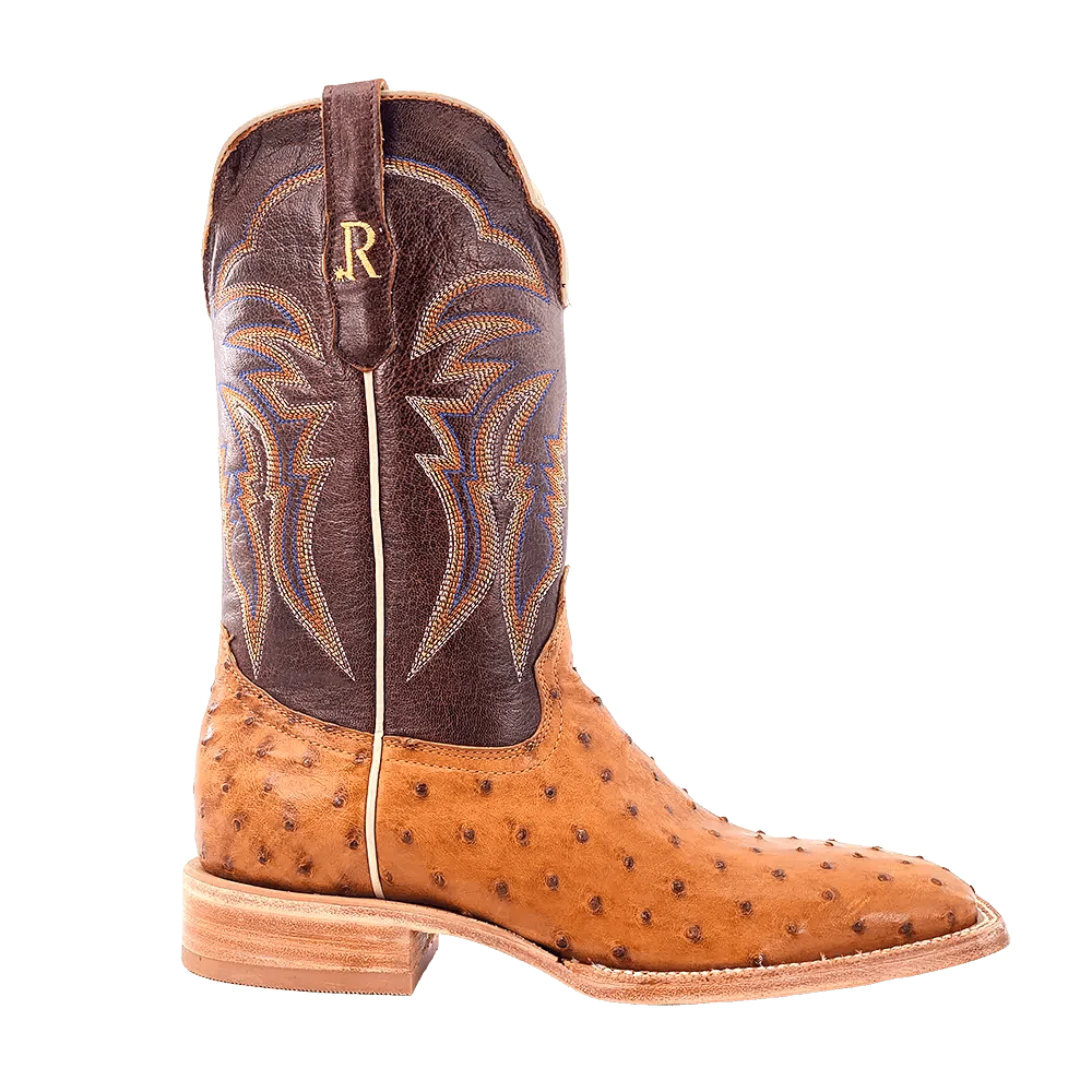 R. Watson Men's Antique Saddle Full Quill Ostrich Western Boots RW4506-2