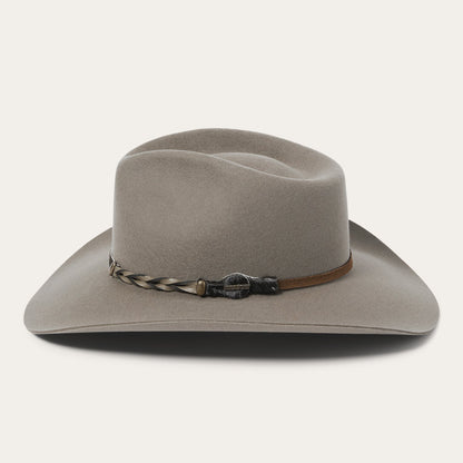 Stetson Drifter hair-on-hide braided leather hatband detail