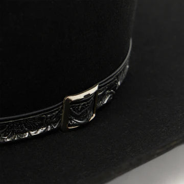 Stetson Revenger Black hat interior with satin liner and leather sweatband