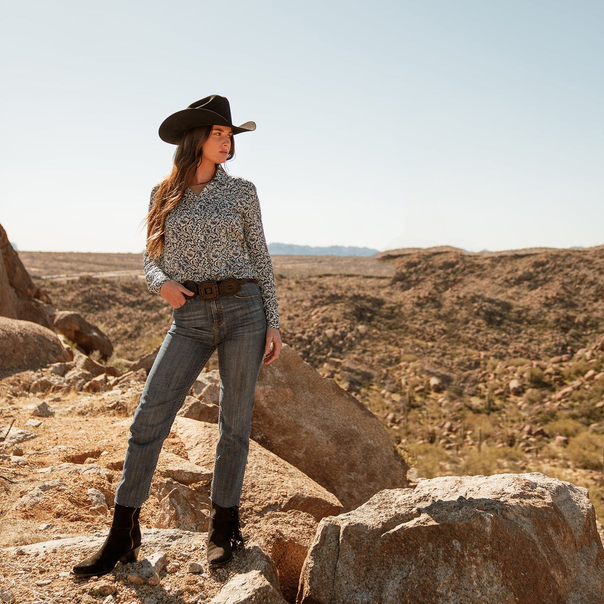Stetson Skyline 6X black cowboy hat side view