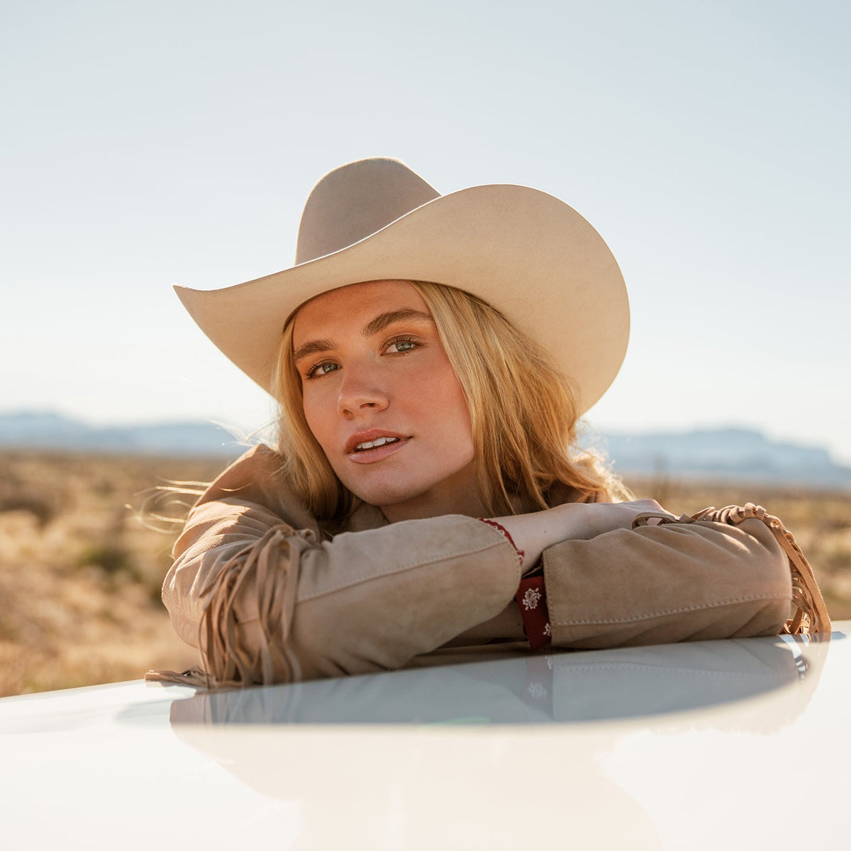 Stetson Skyline self-felt hatband with silver-tone buckle