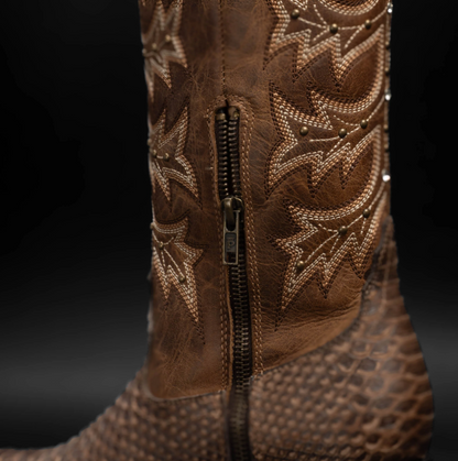 Desert Star Tall Brown Python Cowgirl Boots