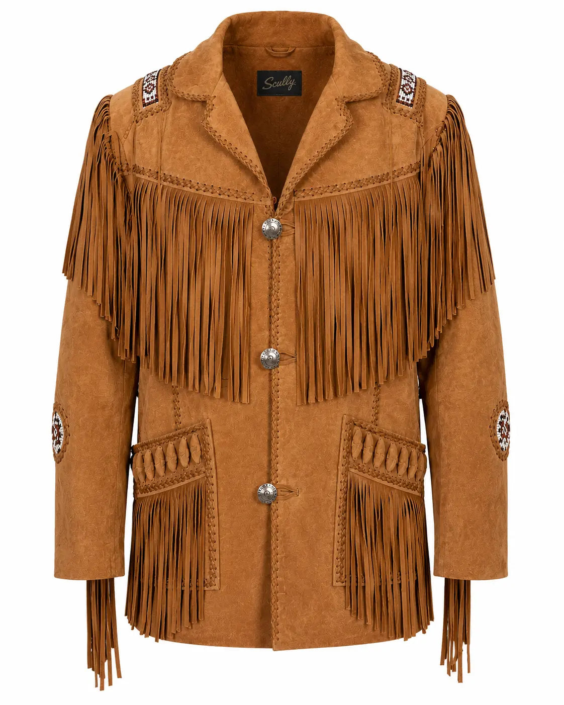 Scully Men’s Bourbon Boar Suede Fringe Western Coat with Beaded Trim Last Rodeo Western Wear & Hat Bar