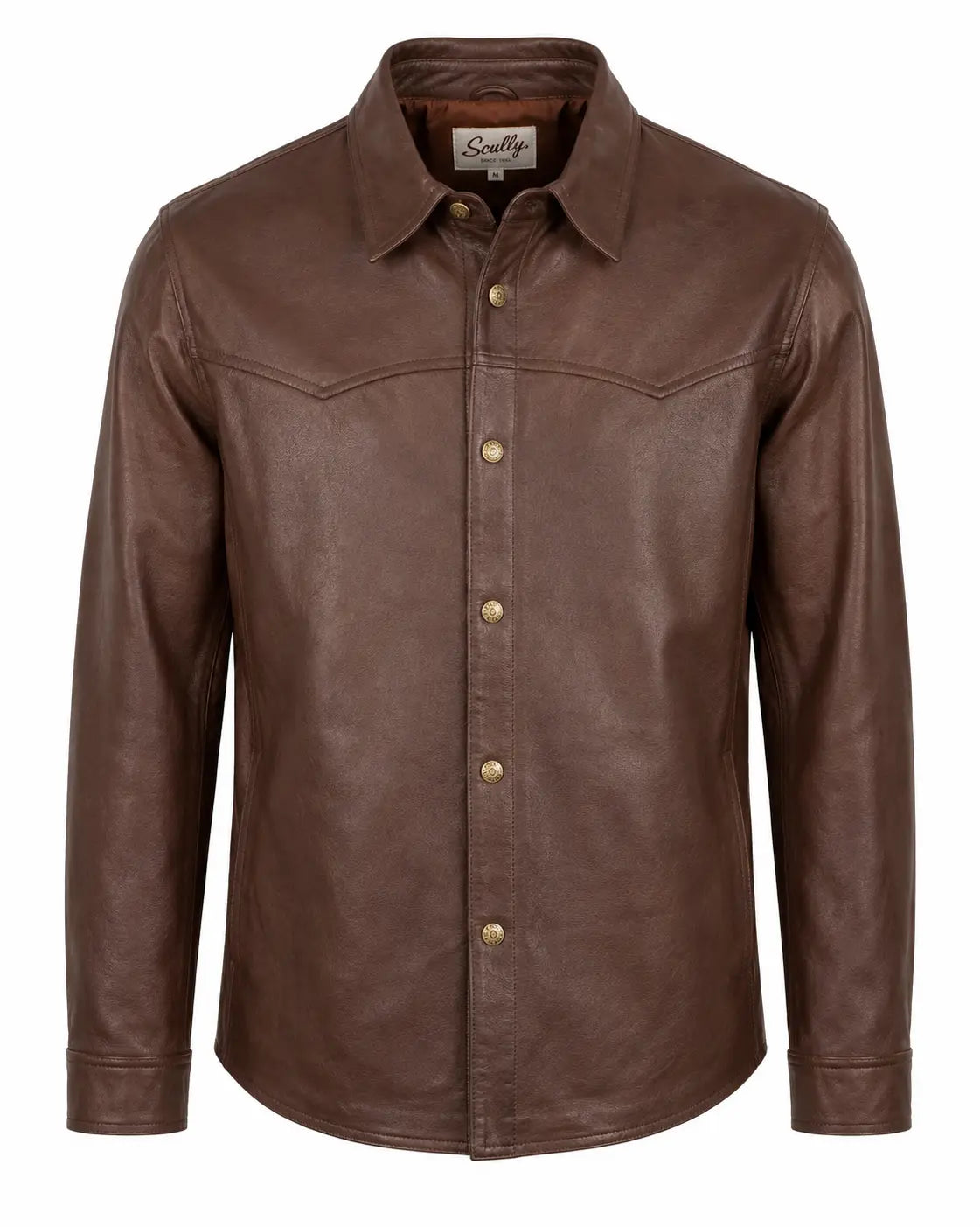 Scully Men’s Chocolate Leather Western Shirt Jacket Last Rodeo Western Wear & Hat Bar