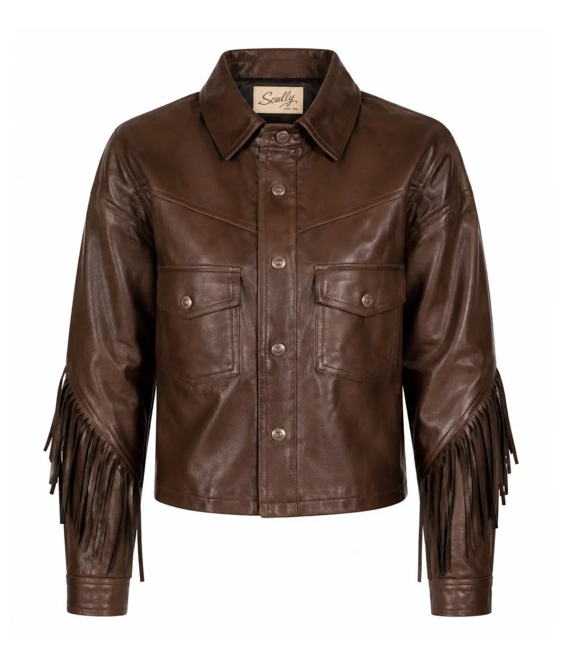 Brown Leather Tassel Jacket MYS Wholesale Inc