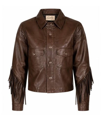 Brown Leather Tassel Jacket MYS Wholesale Inc