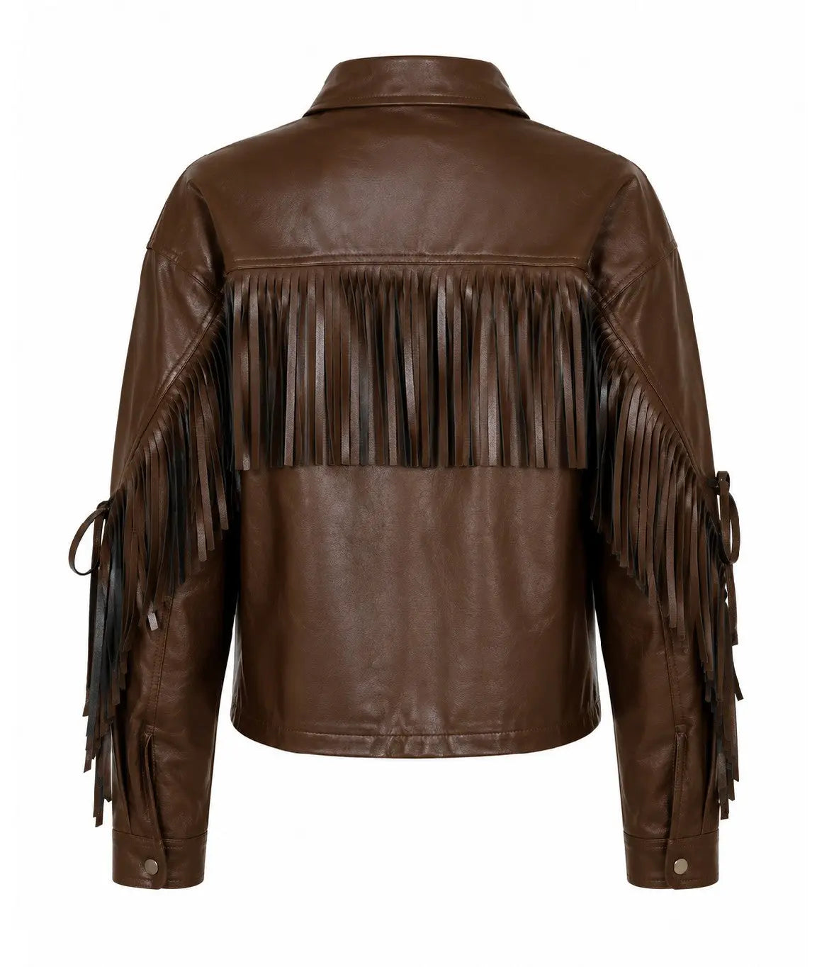 Brown Leather Tassel Jacket MYS Wholesale Inc
