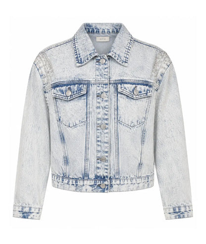 Angel Wings Embellished Denim Jacket Blue B