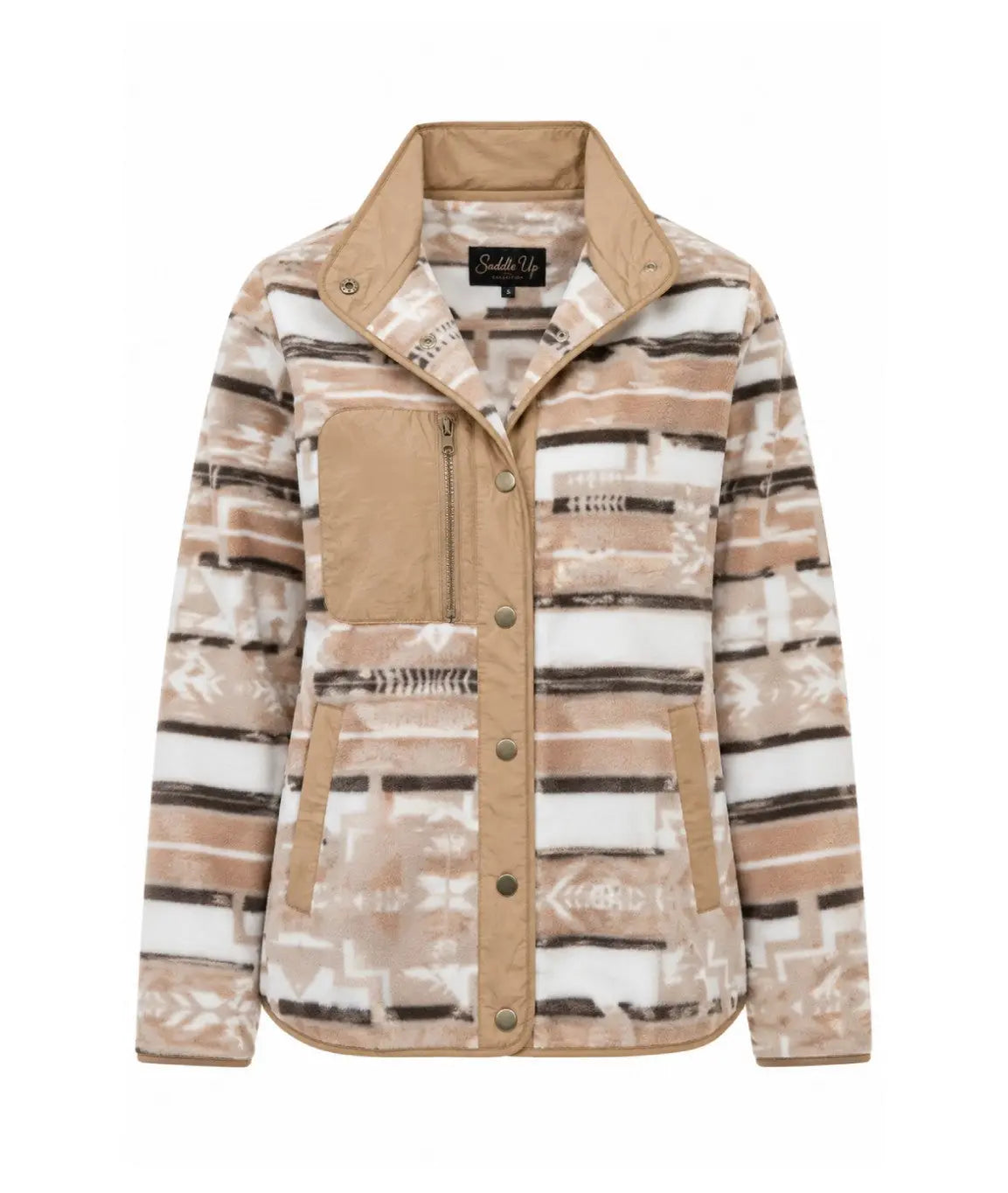 Saddle Up Aztec Fleece Snap Jacket Blue B