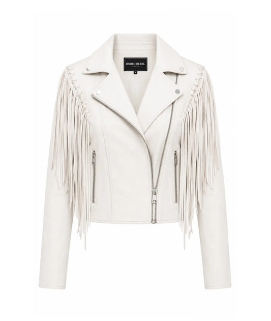 Rodeo Rebel Fringe Leather Jacket Blue B