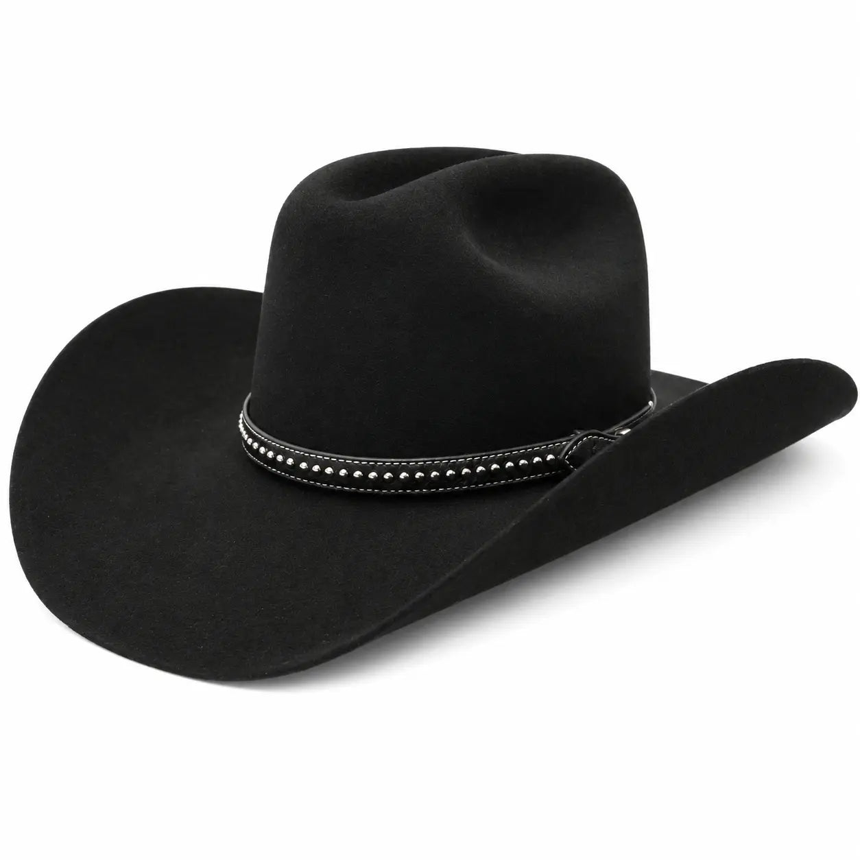 Stetson 6X Cowboy Hat Black with Custom Horsehair & Silver Stud Hat Band 1