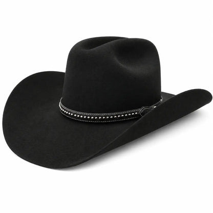 Stetson 6X Cowboy Hat Black with Custom Horsehair & Silver Stud Hat Band 1