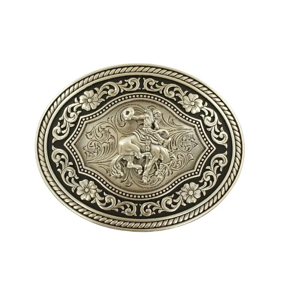 Nocona Oval Silver-Toned Belt Buckle Last Rodeo Western Wear & Hat Bar