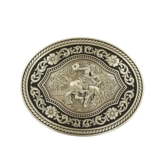 Nocona Oval Silver-Toned Belt Buckle Last Rodeo Western Wear & Hat Bar