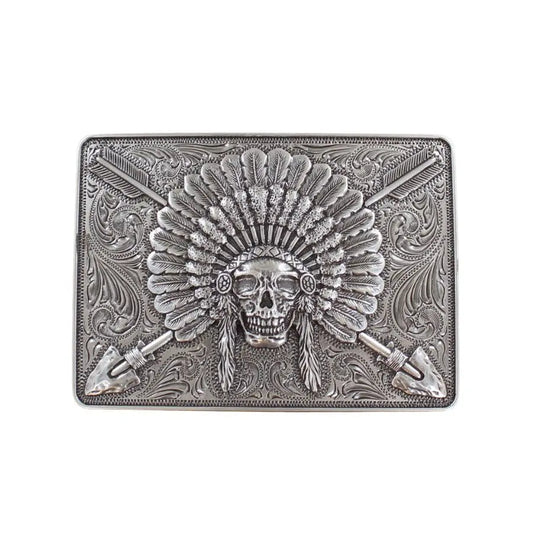 Ariat Men's Rectangle Chief Skull Buckle Last Rodeo Western Wear & Hat Bar