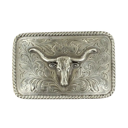 Nocona Belt Co. Longhorn Rectangle Belt Buckle Last Rodeo Western Wear & Hat Bar