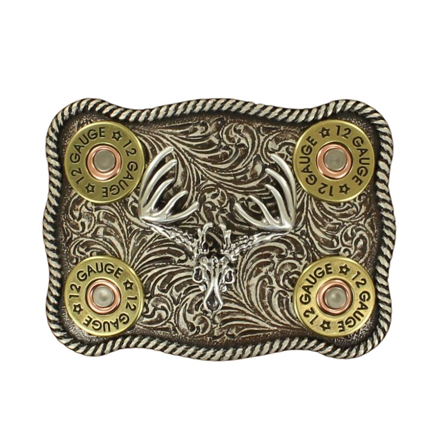 Nocona Whitetail Buck Skull & Shotgun Shell Belt Buckle