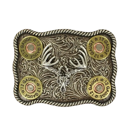 Nocona Whitetail Buck Skull & Shotgun Shell Belt Buckle Last Rodeo Western Wear & Hat Bar