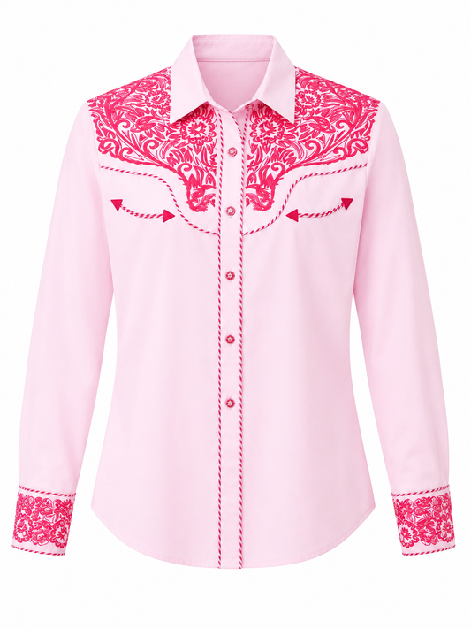 Women’s Pink Embroidered Western Shirt
