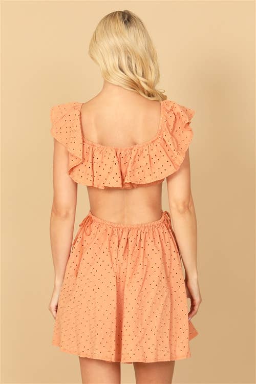 Ruffle Cut-Out Mini Dress