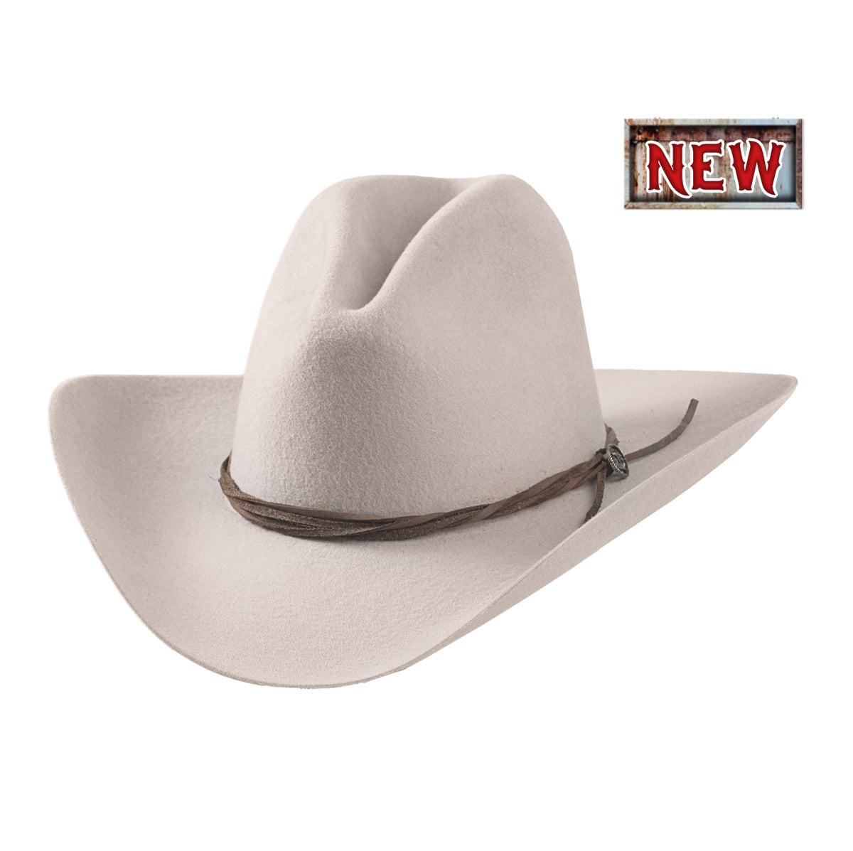 Bullhide Boulder 6X buckskin wool felt cowboy hat with Gus crown and leather cord band - front view