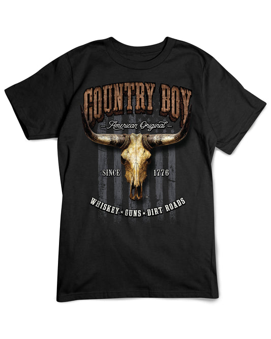 Country Boy American Original T-Shirt  Black