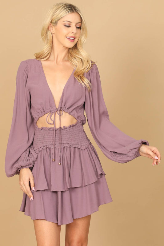 Lilac Cut-Out Tiered Dress