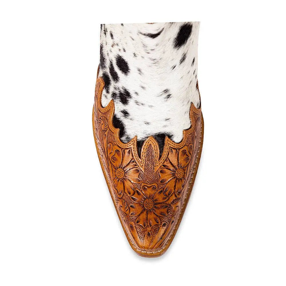Women’s Genuine Hair-On Cowhide & Hand-Tooled Leather Western Boot Myra Bag