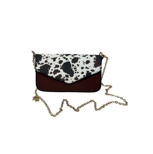 Cowhide Charm Crossbody Clutch