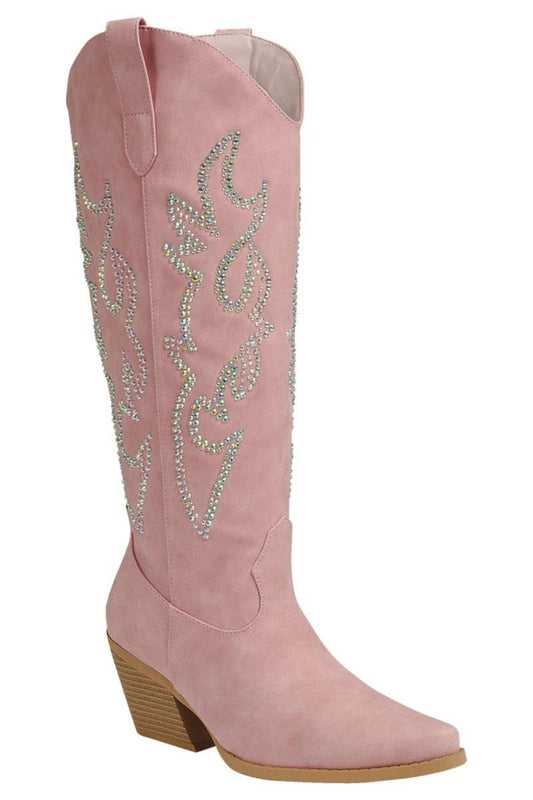 Pink Rhinestone Cowgirl Boots