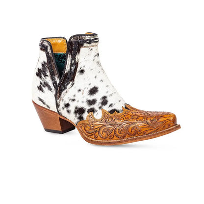 Women’s Genuine Hair-On Cowhide & Hand-Tooled Leather Western Boot Myra Bag