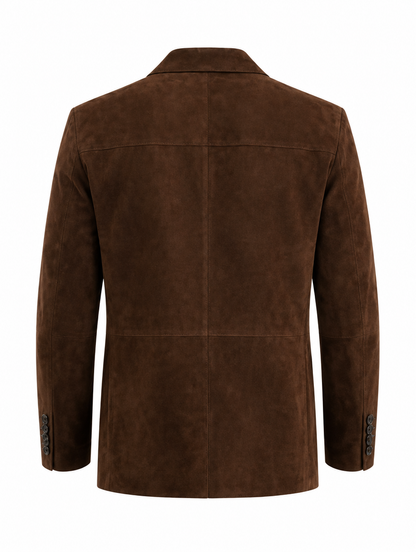 Brown lambskin suede blazer, unlined, back view