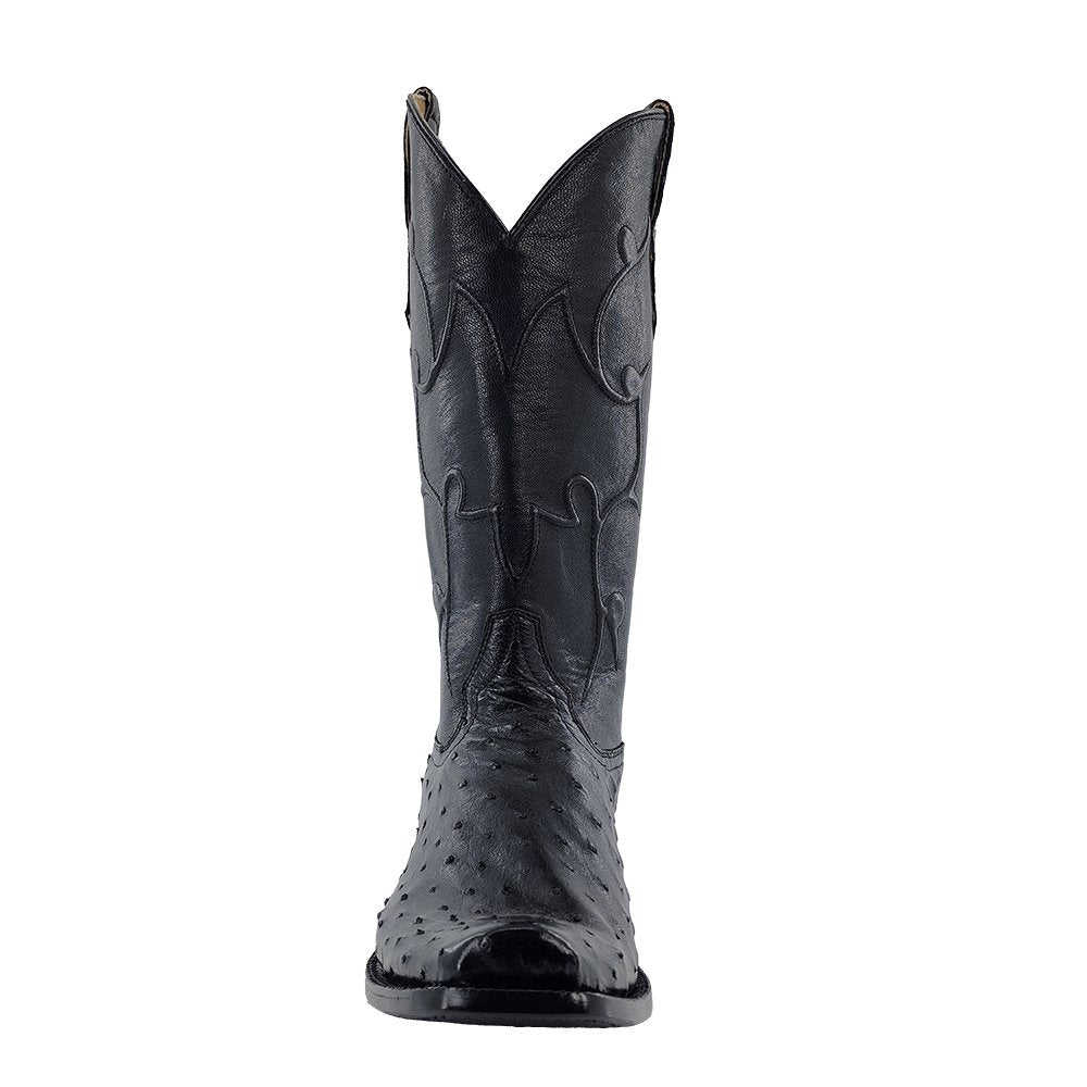 R. Watson black full quill ostrich cowboy boot side view