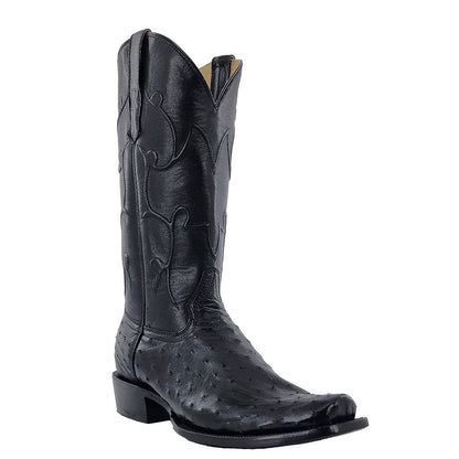 R. Watson men's black full quill ostrich narrow square toe cowboy boots RW4000-1