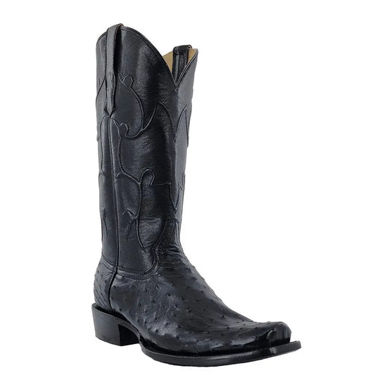 R. Watson men's black full quill ostrich narrow square toe cowboy boots RW4000-1